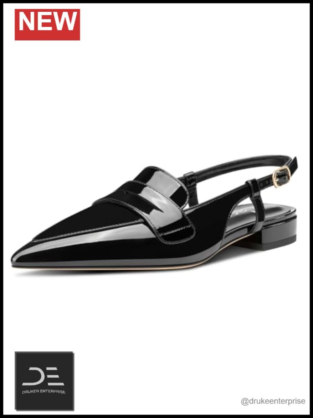 Slingback Flats for Women Pointed Toe Low Heel Slip-On Loafers Office Casual